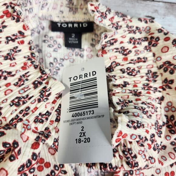 Torrid Textured Jersey Choker Neck Smocked Bottom Top 2X - Picture 6 of 9